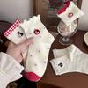 Spring-Summer Korean Style Red Embroidered Cartoon Cotton Ruffle Socks for Women