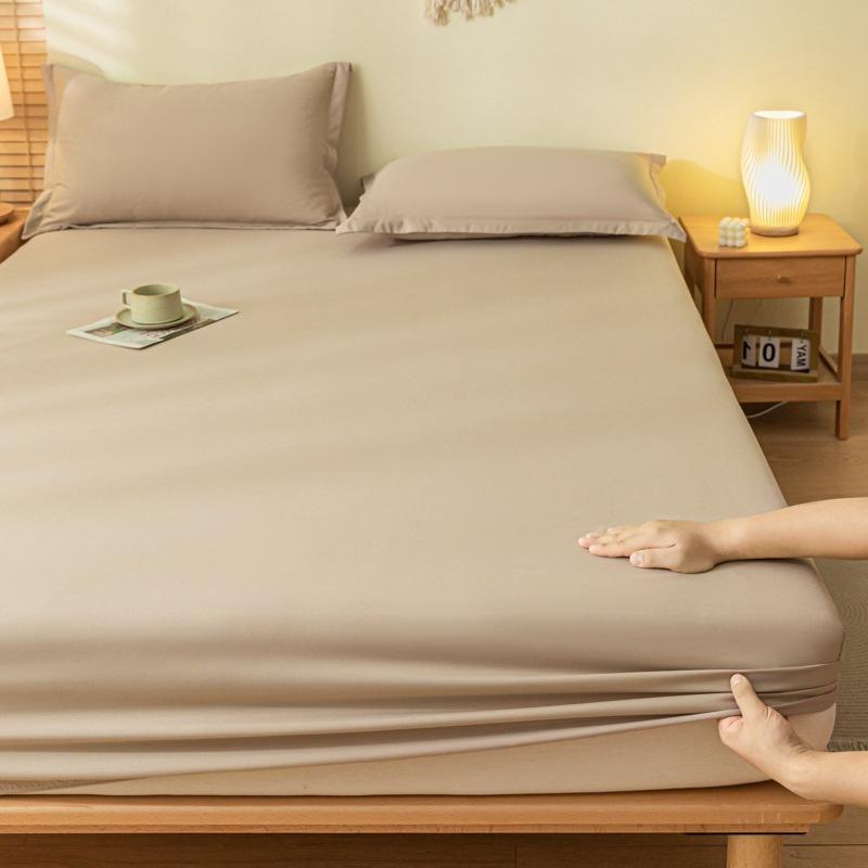 Solid Color Brushed Fitted Bed Sheet Set Soft Comfortable Non Slip Mattress Protector Cover for Single Double Cotton Fitted Sheet Soild Color