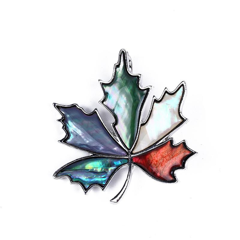 Creative Shell Leaf Brooch Pendant With Inlay For Women And Men