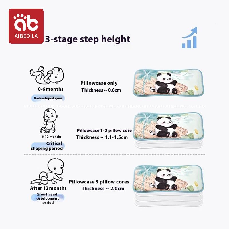 Children Sleeping Pillow For 0-6Y Kids Cartoon Panda Pillows Summer Breathable Cool Ice Silk Pillows Baby Bedding