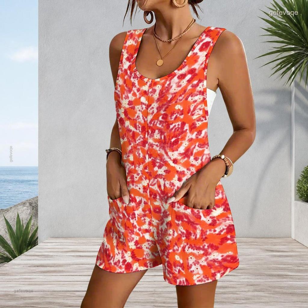 Womens Plus Size Patch Pocket Sleeveless Tank Romper