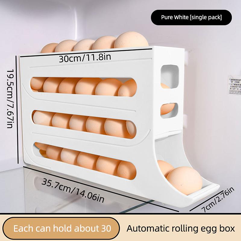 

Автоматический прокручивающийся держатель для яиц, ящик для хранения, корзина для яиц, контейнеры для еды, держатель для яиц, органайзер для холодильника белый