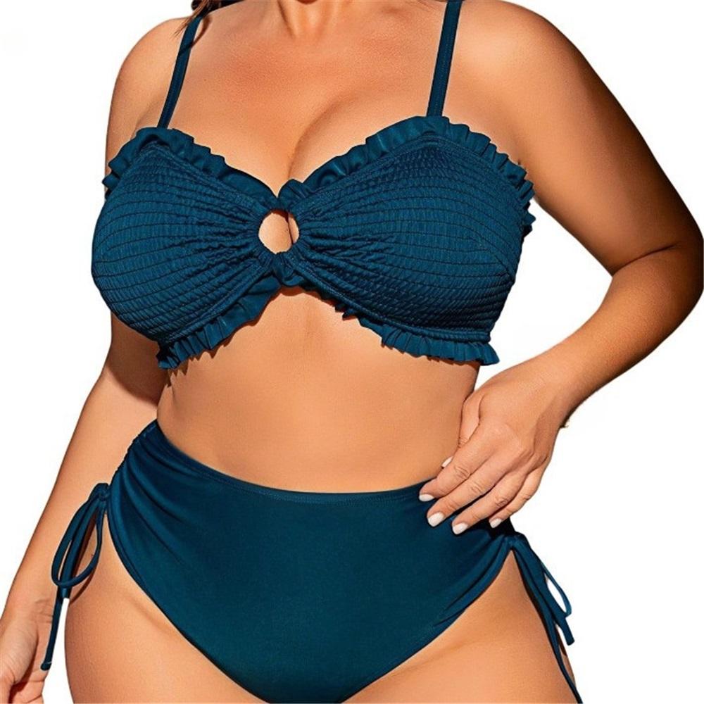 Large Size Swimsuit For Women 2-piece Set, Removable Shoulder Straps, Sexy Split Women's Bikini, Vacation Swimsuit