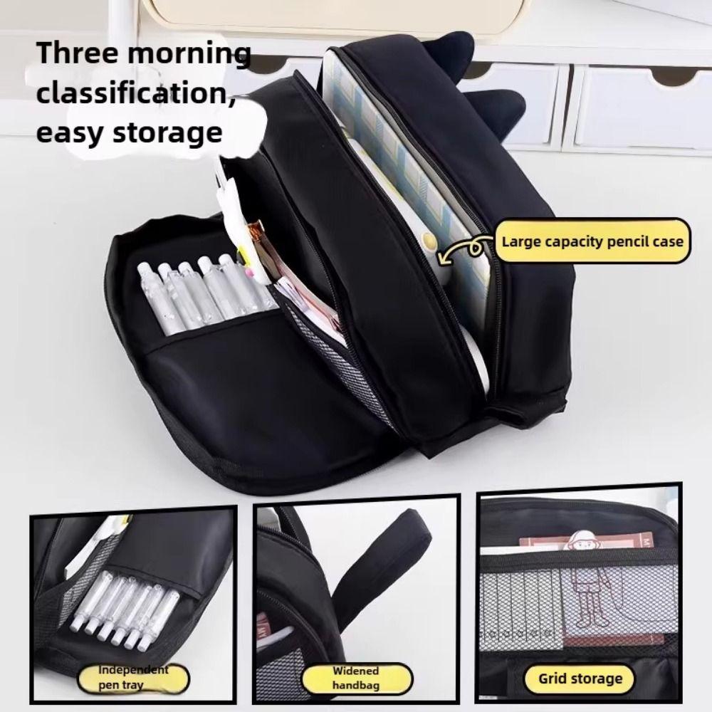 Cute Capybara Pen Case Animal Shaped Cartoon Pencil Box Portable Black Cat Pencil Bag  Office