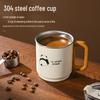 Cartoon Large 304 Stainless Steel Coffee Mug with Lid and Straw