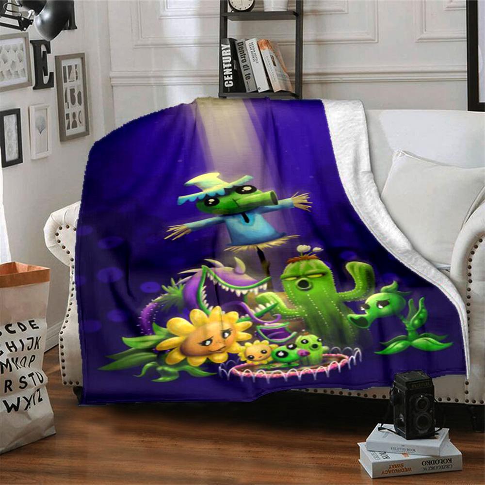 Plants Vs. Zombies Blanket Durable Comfort Great for Bedding Sofa Seaside Four Seasons Multipurpose Digital Print