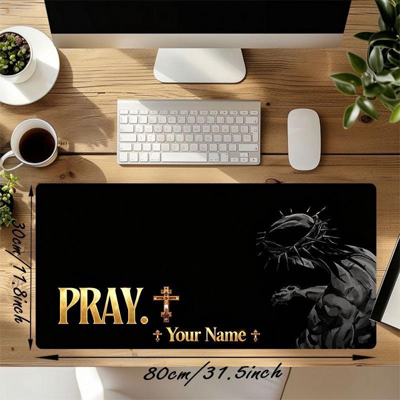 Custom Your Name Dark Prayer Gamer Large Deskmat Mousepad Playmat Xl Keyboard Mouse Pad Gaming Desk Accessories Anime Pc Extended Pads