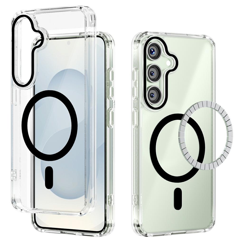 For Samsung Galaxy S25 Case Compatible with MagSafe Anti Scratch Clear TPU PC Phone Back Cover
