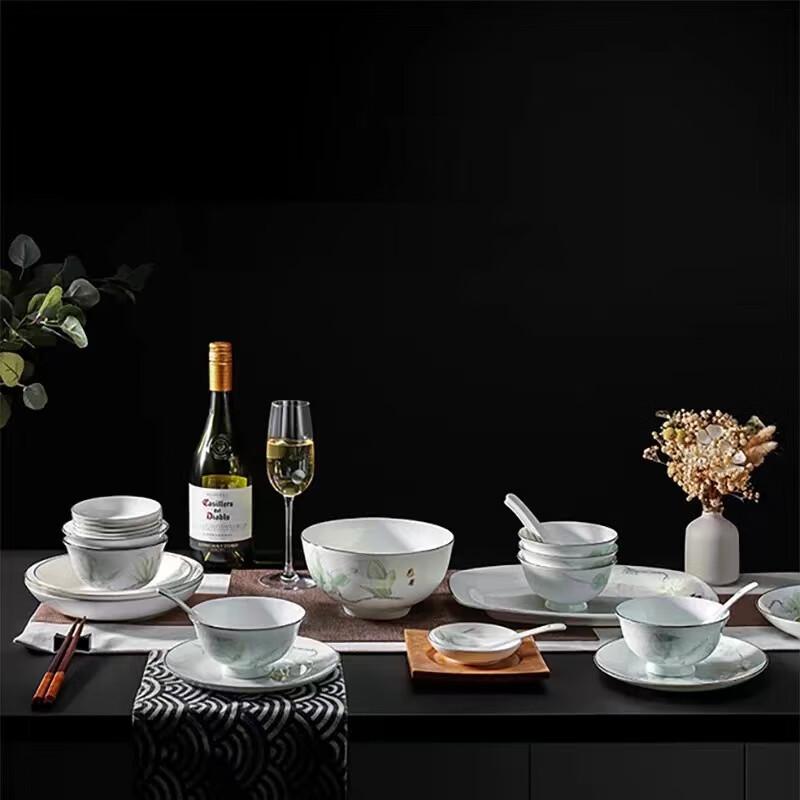 PHMI Jade Elegance Bone China 26-Piece Dinnerware Set