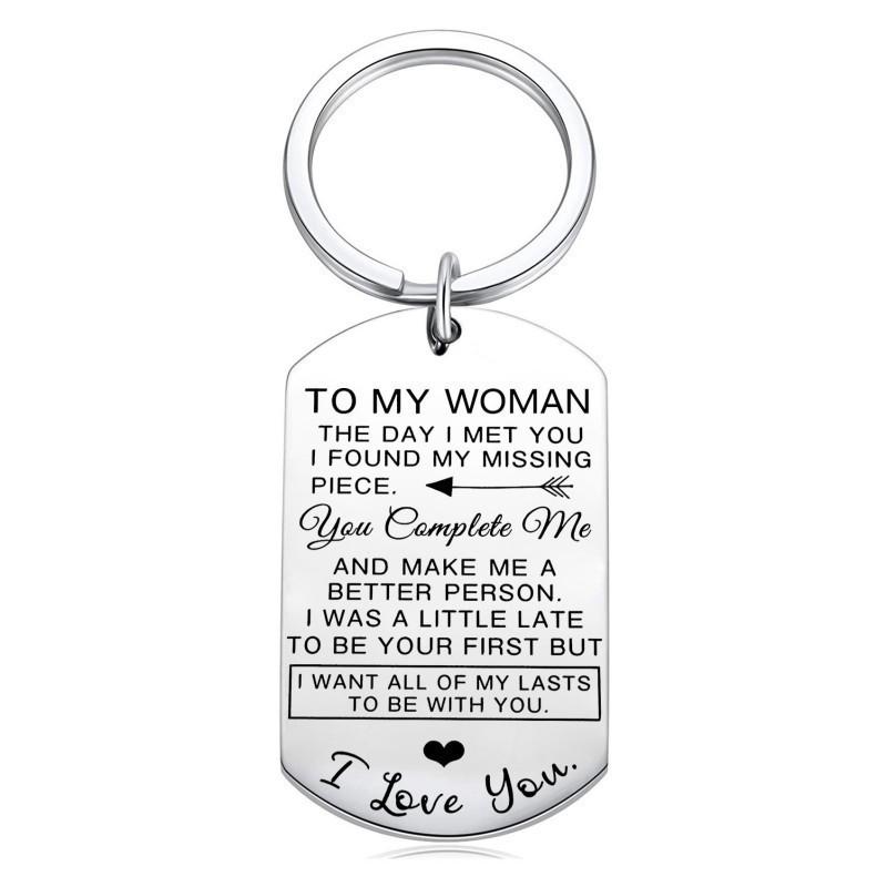 

European Valentine s Day Anniversary Couple Dog Tag Keychain - Stainless Steel Gift for Him/Her