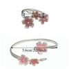 Sweet Pink Cherry Blossom Ring Drop Oil Design Flower Bracelet Fashion Open Adjustable Ring  Party