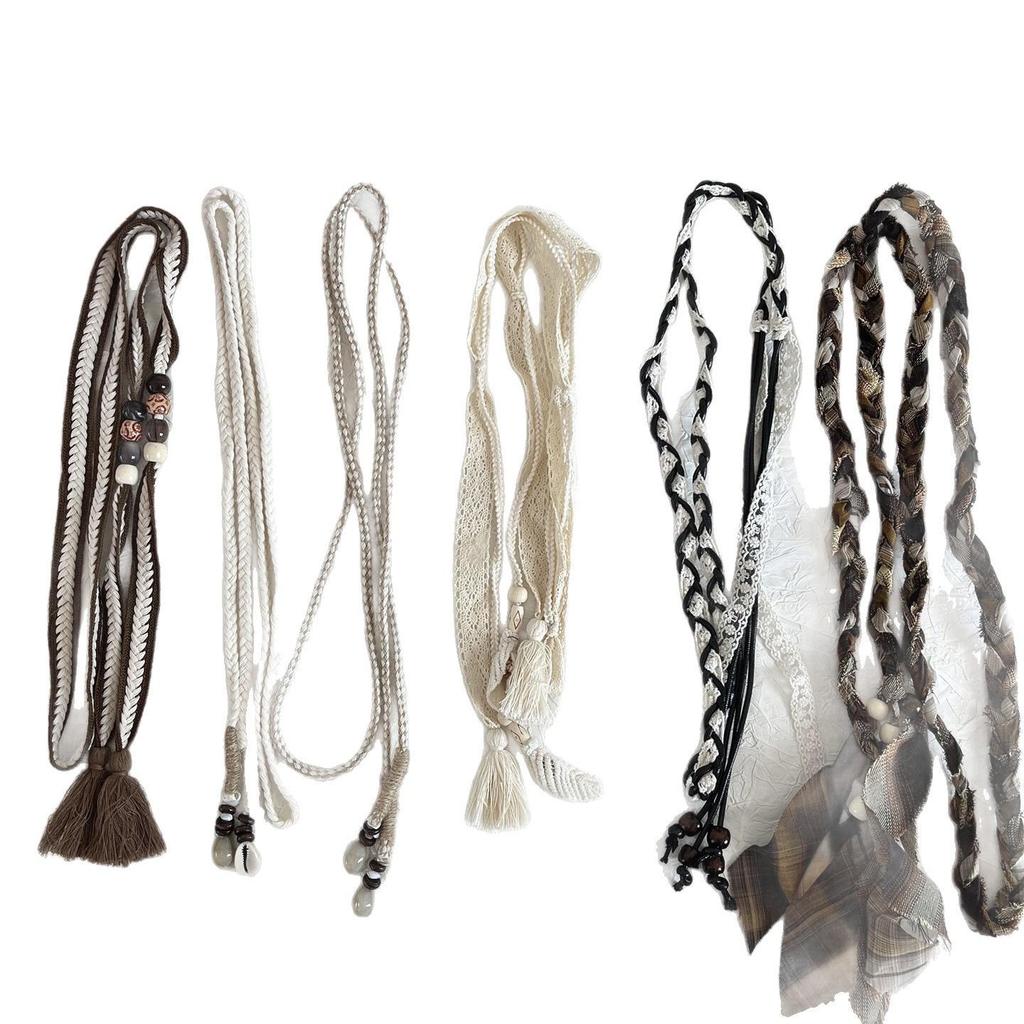 Bohemian Summer 2025 Cotton Rope Woven Belt with Tassel for Dresses