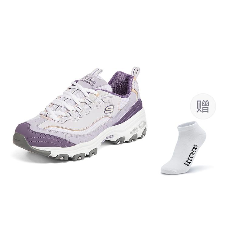 Skechers D'Lites 1.0 Low Top Chunky Sneakers Women's White Purple 13143-LAV