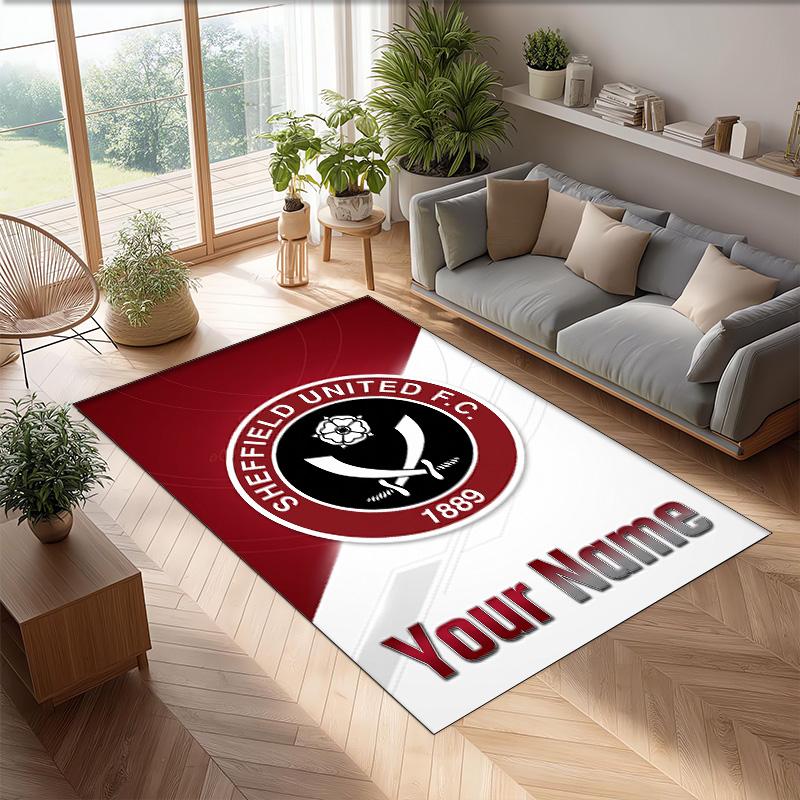 Sheffield United FC Printed Crystal Velvet Rug Non‑Slip Crystal Velvet Carpet For Sofa Bedroom Indoor Home Decoration