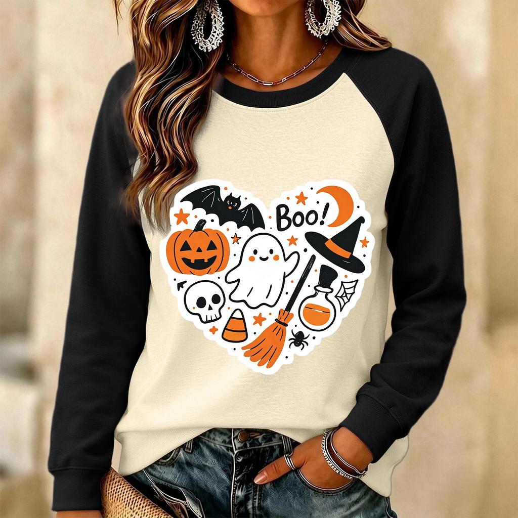 Damen Halloween Pullover Sweatshirt mit Aufdruck und süßem Design für die Feiertage