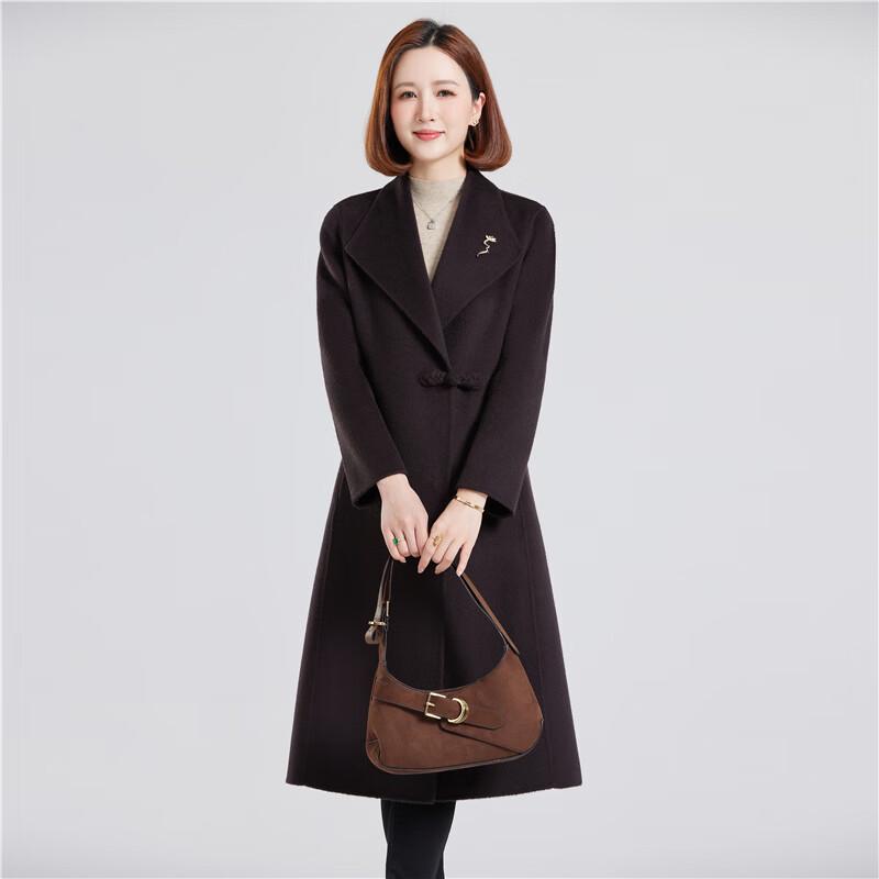 Women's 100% Pure Wool Long Lapel Coat