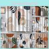 Boho Style Polyester Bathroom Shower Curtain Waterproof Fabric For Privacy Divider With Geometric And Watercolor Designs