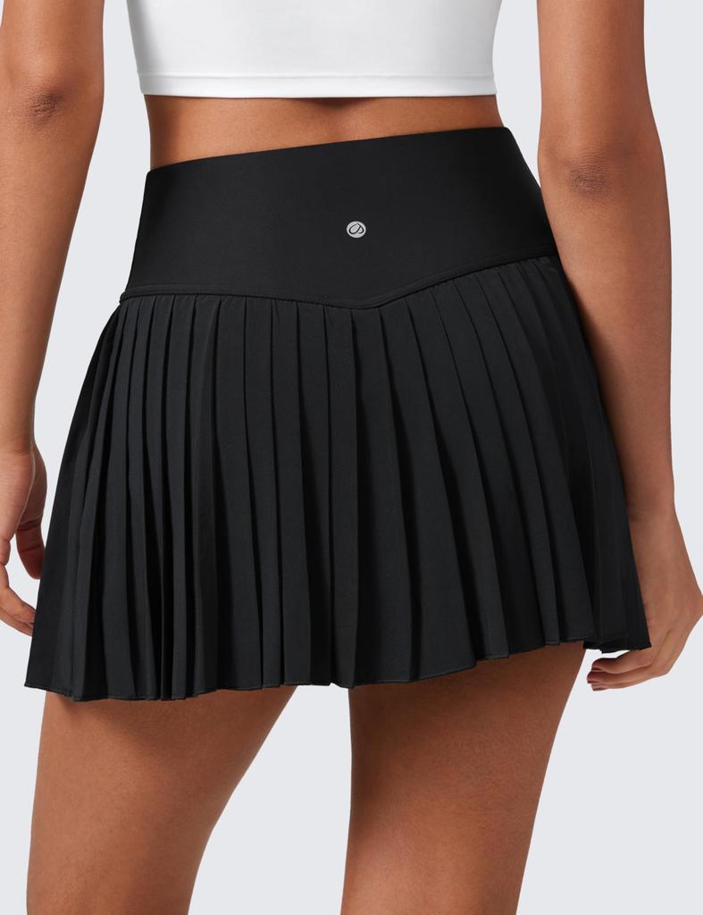 CRZ YOGA Tennis with Inner High Size M Skirt/Golf Skirt, Pleated, Shorts, A-Line, Waist, Pockets, Tennis/Golf Wear, Black,