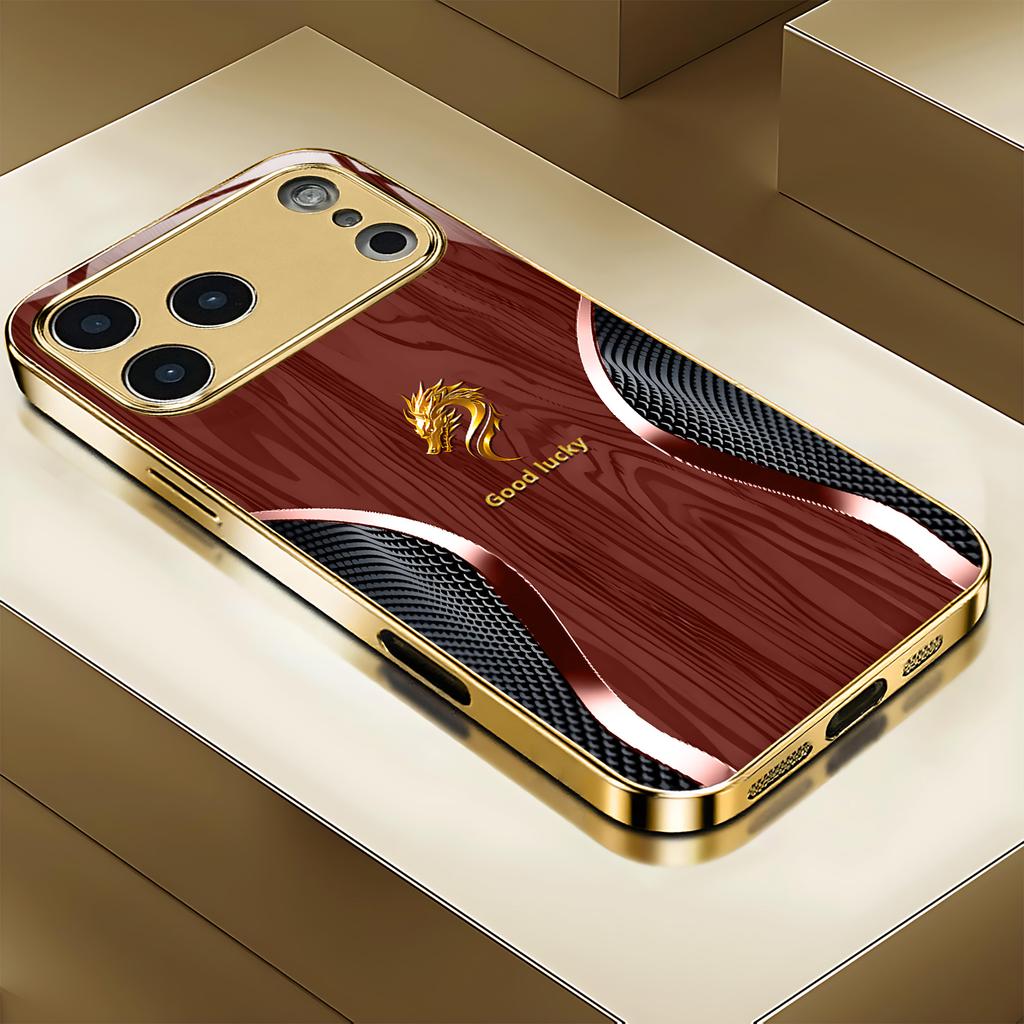 Classica Lusso Di Fascia Alta Custodia per Telefono Vetro Galvanizzato TPU Custodia per Telefono per iPhone 17 16 15 14 13 12 11pm Pro Plus Resistente alle Cadute