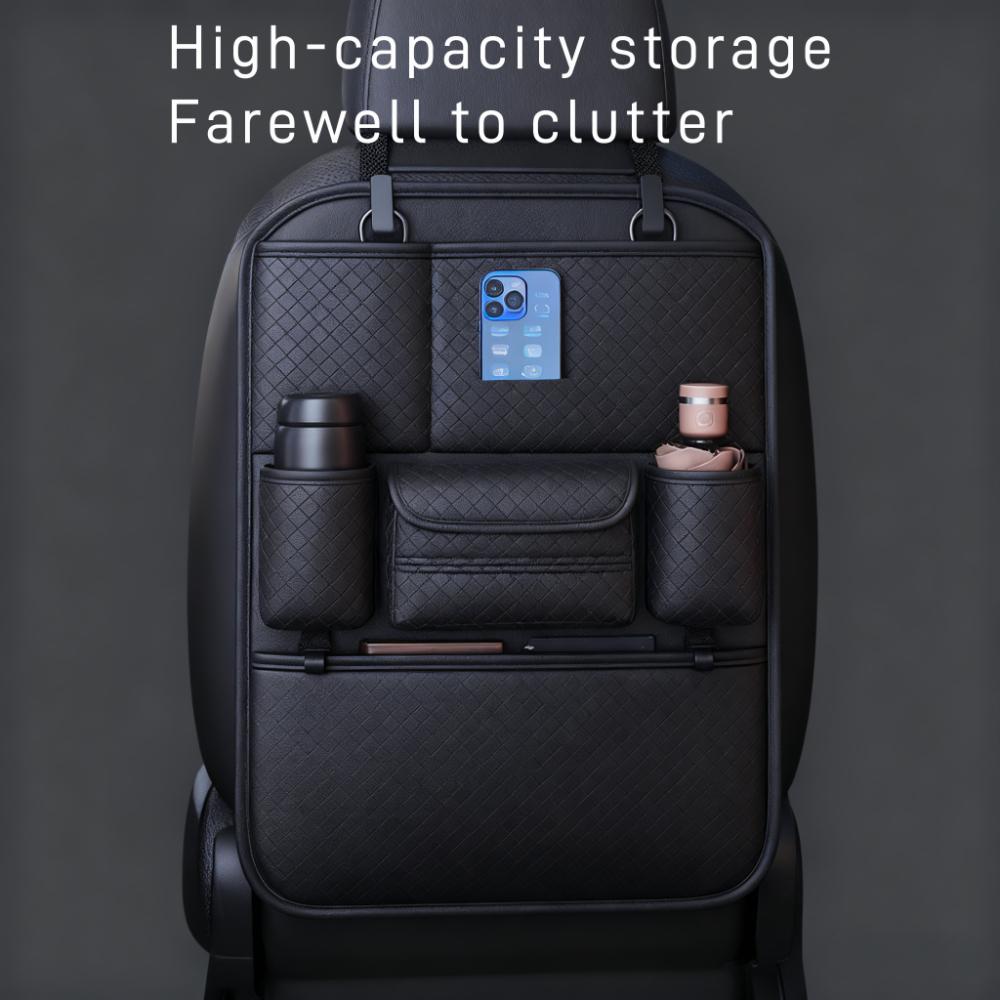 

Car small table storage bag, car seat back storage hanging bag, car interior storage bag, tissue box, complete list of supplies чёрный