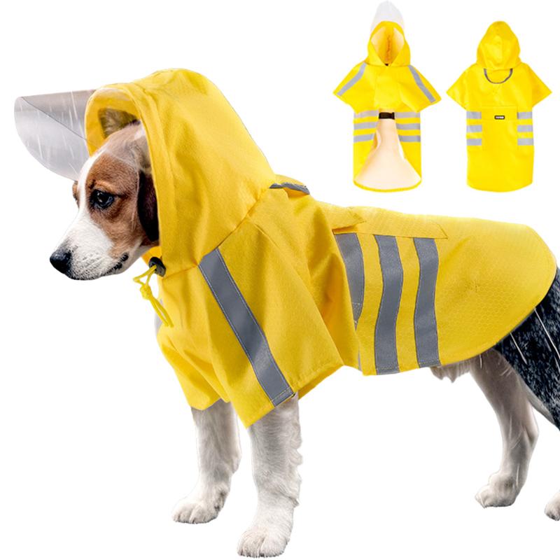 2026 Waterproof Reflective Dog Raincoat Hooded Summer Lightweight Puppy Rain Poncho Outdoor Pet Rain Jacket For Small Dogs