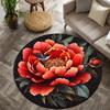 Red Peony & Bird Style Flannel-printed round floor mats are slip-resistant Suitable living room bedroom terrace garden carpets