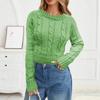 Women's Fashion Solid Color Round Neck Knitted Pullover Long Sleeve Sweater
