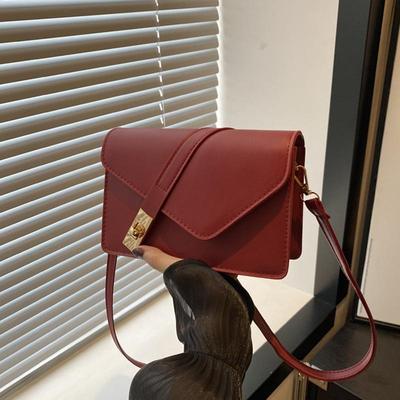 Modische Umhängetasche mit Klappe für Damen, kleine quadratische Tasche aus PU-Leder, lässige Schultertasche, Umhängetasche, kleine Handtaschen
