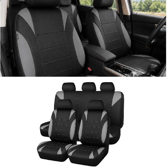 4 PCS Waterproof Car Seat Covers, Quick Setup Auto Front Seats Protector with Separate Headrest Cover, Comfortable Sporty Seats Cover with EVA Foam