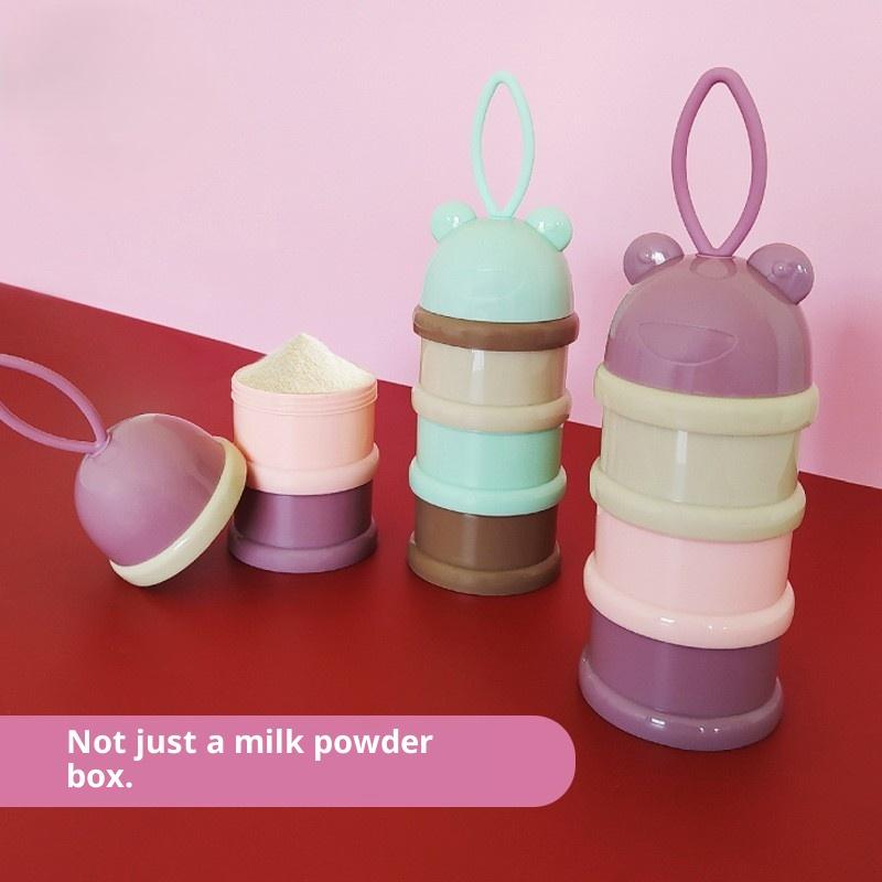 Cutie colorată pentru lapte praf pentru bebeluși cu 3 niveluri, compartimente individuale pe nivel pentru lapte praf, cutie portabilă rotativă pentru lapte praf pentru copii