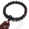 Nenjudo Made in Japan Ebony, Red Tiger's Eye Stone, Silk Tassel, Prayer Beads Bag Included. Handmade Men's Prayer Beads. Suitable for All Sects. Made