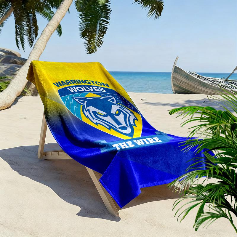 Warrington Wolves Print Beach Towel, Large Soft Quick Dry Towel for Beach Camping Swimming