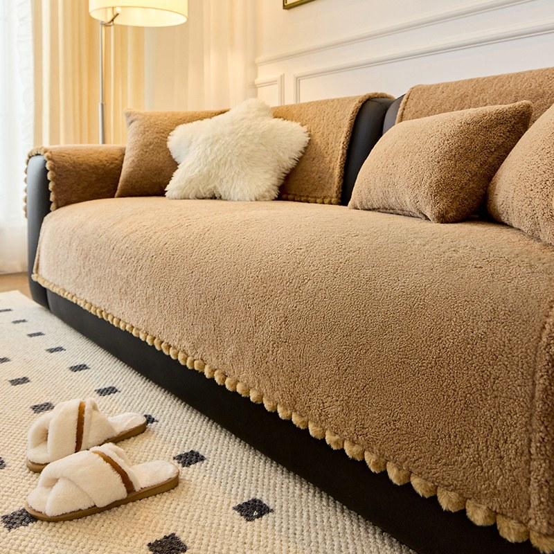 New One Piece Cute and High End Original Sofa Cushion for Autumn and Winter Teddy Fleece Anti Slip Sofa Cover Cover