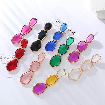 Lange, geometrische Ohrringe aus Legierung und Harz für Damen