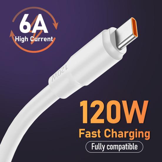 Data Cable Safe 120W Type-C Mobile Fast Charging Phone Data Line Charger Wire
