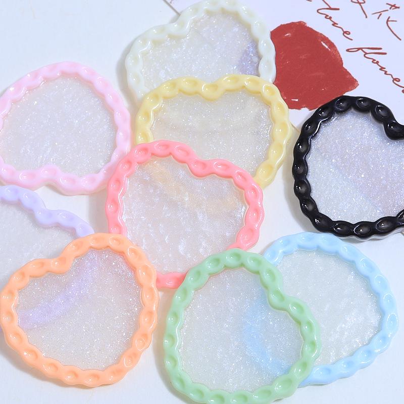 Love Heart Glitter Plate Handmade DIY Resin Accessories for Phone Cases, Hair Clips, and Jewelry