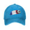 France Flag Soccer Ball Baseball Caps Vintage Distressed Washed  Snapback Hat for Unisex Women Running Golf Gift Hats Cap