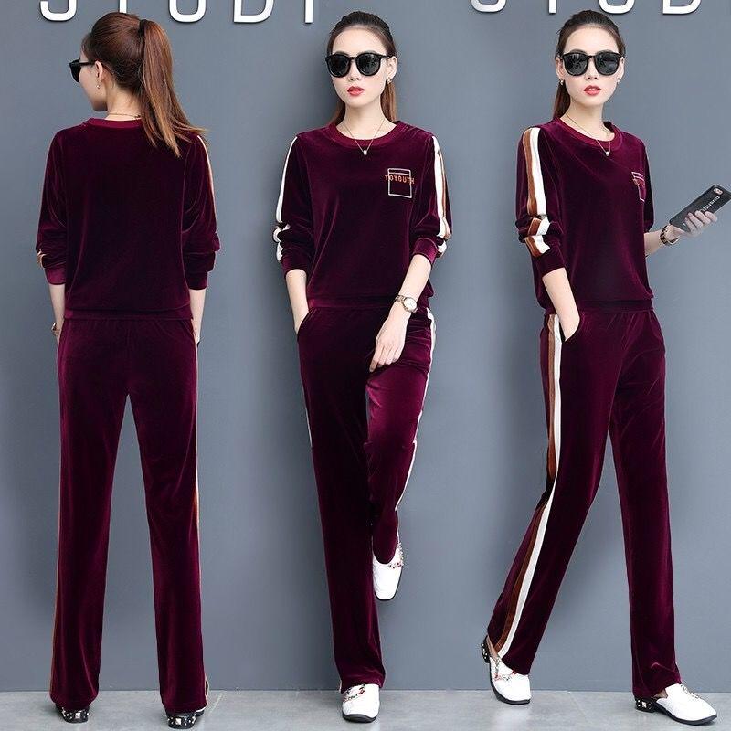 2pcs Women's Loose Velvet Blouse Wide Leg Pants Indoor Suits Comfort Fashion 2pcs Women's Loose Velvet Blouse Wide Leg Pants Indoor Suits Comfort Fashion