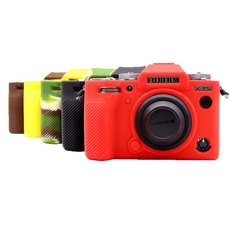 Silicone Camera Case Fujifilm X-T5 Mirrorless - Shockproof Protective Cover In Black Coffee Red Yellow Camo