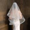 Elegant Short Women Shawl Two Layers White Catholic Veil Lvory Bride Head Covering Women