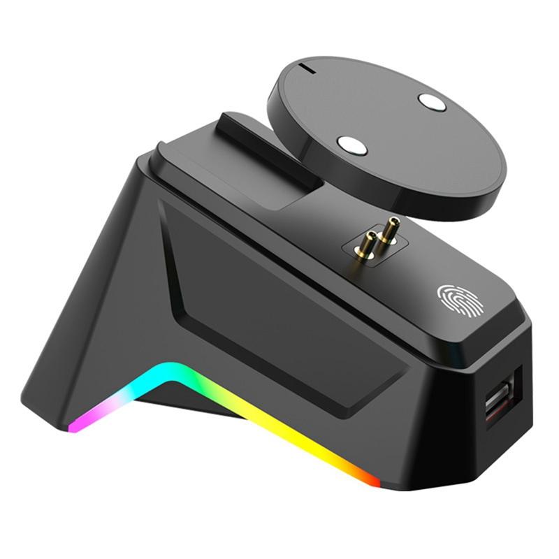 Wireless Mouse Magnetic Charging Base with Breathing Light Effect for Razer or Logitech GPW4 Second Generation Black