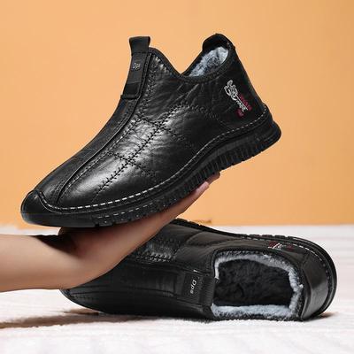 Peluş Astarlı Erkek Kışlık Pamuklu Ayakkabılar - Kaymaz, Kalınlaştırılmış Yaşlılar İçin Yürüyüş Ayakkabıları