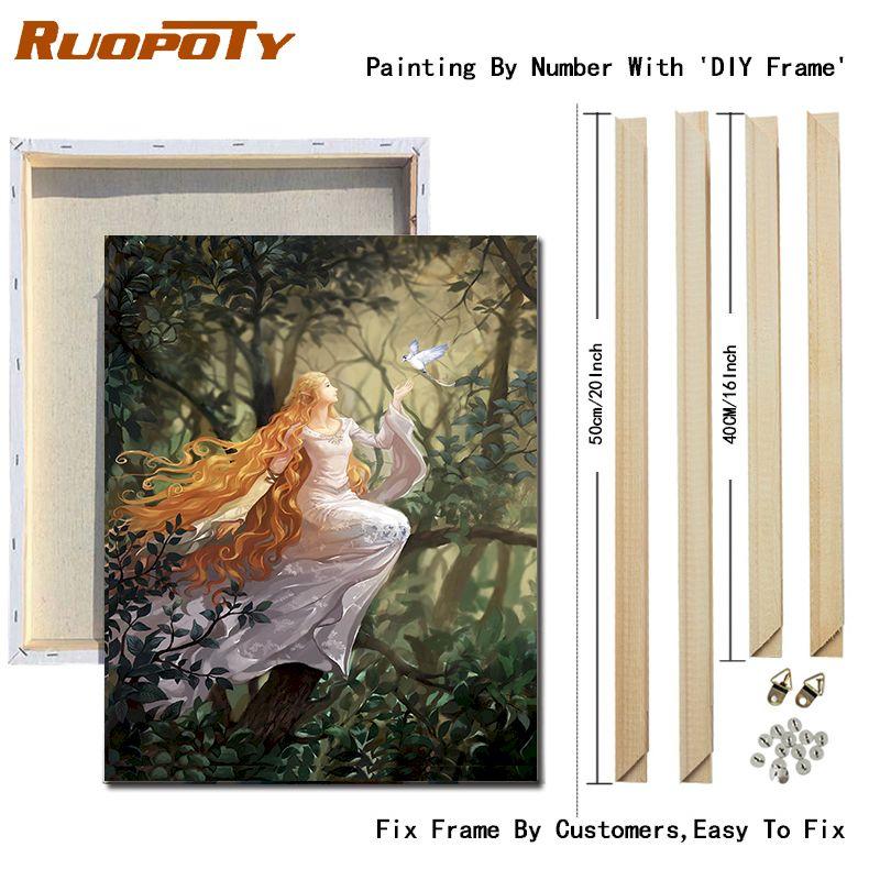 

Ruopoty длинная юбка женщина DIY наборы для рисования по номерам для взрослых рисунок картина маслом ручная роспись холст картина для настенного искусства 40x50 см