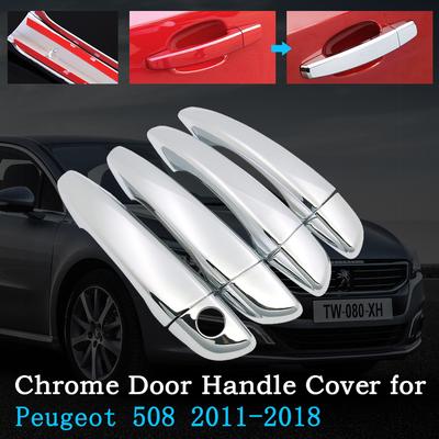 Chrome Car Door Handle Cover for Peugeot 508 SW RXH 2011~2018 Car Trim Set Exterior Accessories 2012 2013 2014 2015 2016 2017