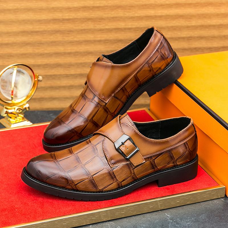 Men Retro Formal Shoes PU Side Buckle European and American Business Fashion High-quality Loafers Size 38-46 Men Shoes
