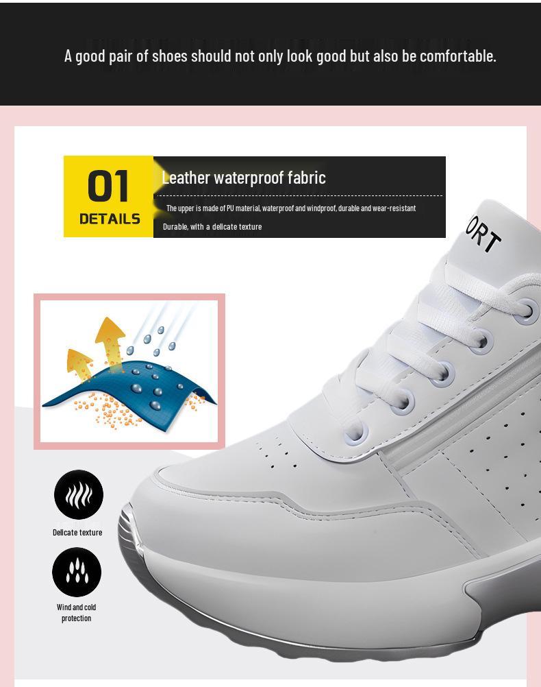 Damen Höhenverstärkende Atmungsaktive Sneaker - Dicksohlig, Sportlich, Lässig, Bequem, Petite-Passform, Vielseitige Weiße Schuhe