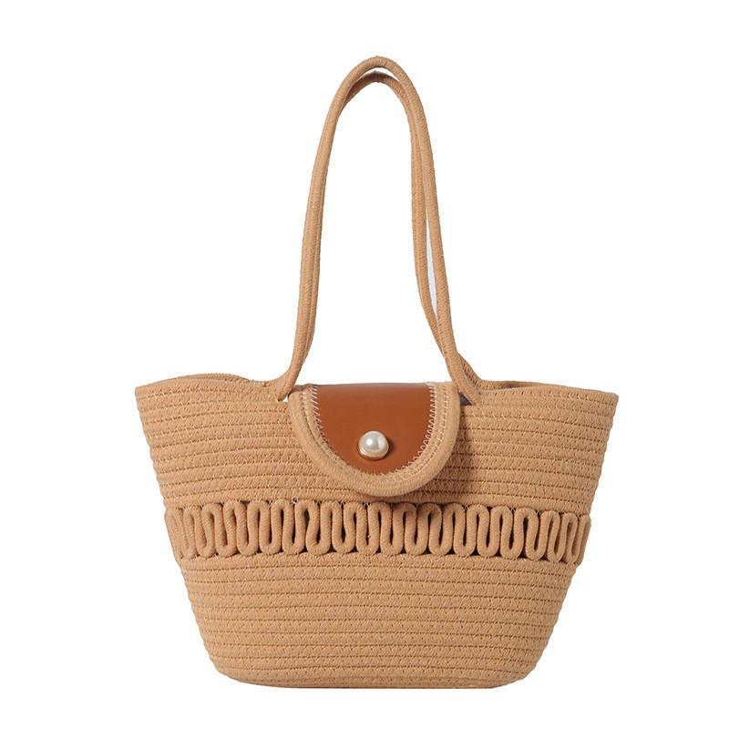 Elegant Vintage Woven Tote Bag Large Capacity Fashion Shoulder Bag For Women