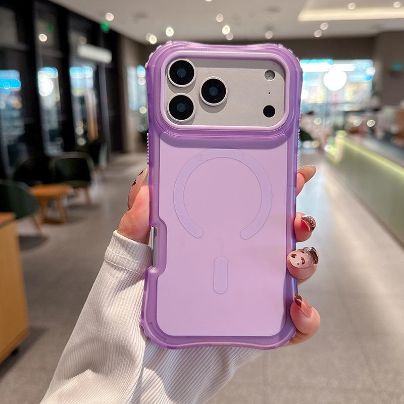 For IP17promax Magnetic Waist Beautiful Solid Color Skin Feel TPU Three-in-one Mobile Phone Case for Apple 17 Mobile Phone Case