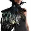 1 buc. Mantie Pelerină cu Pene Negre Gotică, Pene Naturale Costum Halloween Crăciun Mantie Misterioasă Petrecere Accesoriu Cosplay