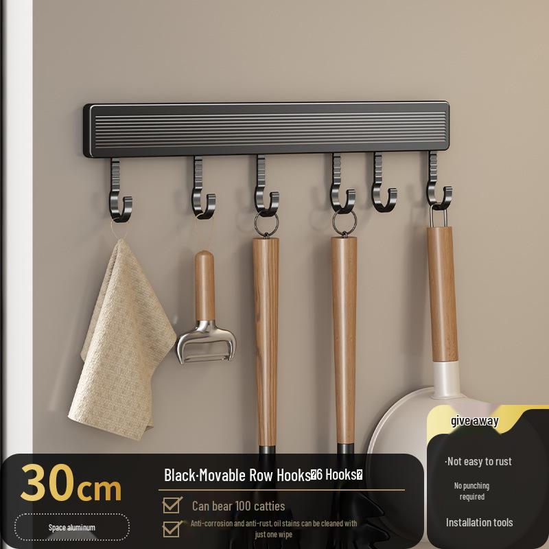 Multi-Functional Wall-Mounted Kitchen Hook Rack for Utensil Storage